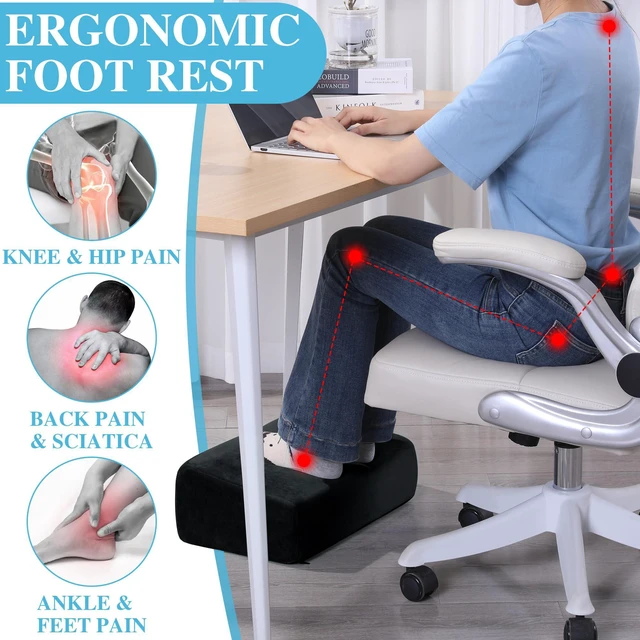 Alt view image 4 of 7 - Under Desk Foot Rest, Ergonomic Office Footrest with 3 Adjustable Heights, High-Density Memory Foam Leg Rest for Home, Travel, Airplane with Washable Cover