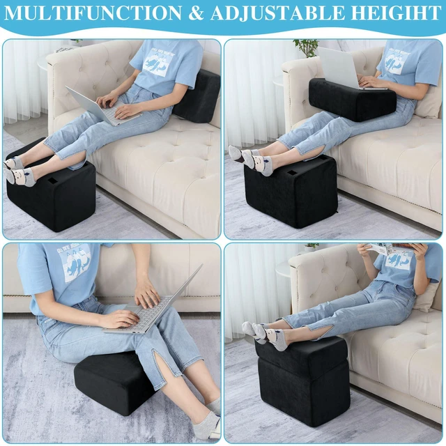 Alt view image 5 of 7 - Under Desk Foot Rest, Ergonomic Office Footrest with 3 Adjustable Heights, High-Density Memory Foam Leg Rest for Home, Travel, Airplane with Washable Cover