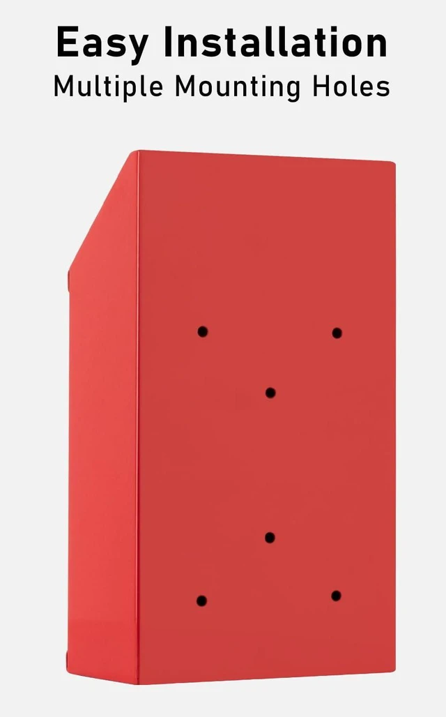 Alt view image 3 of 6 - Metal Donation Box with Lock, Wall Mounted, Suggestion Box with 4 Iron Keys, Red, Cash Drop Box with Slot, 1-Pack