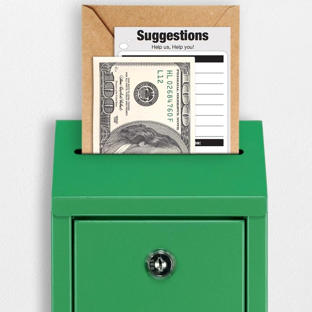 Alt view image 6 of 6 - Metal Donation Box with Lock, Wall Mounted, Suggestion Box with 4 Iron Keys, Green, Cash Drop Box with Slot, 1-Pack