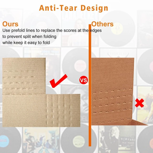 Alt view image 4 of 6 - 50 Pack Vinyl Record Shipping Mailing Box Mailers, 12.5" x 12.5" x 2", Perfect for 12-inch Lp Album, Height Adjustable Cardboard, White (EM1212)
