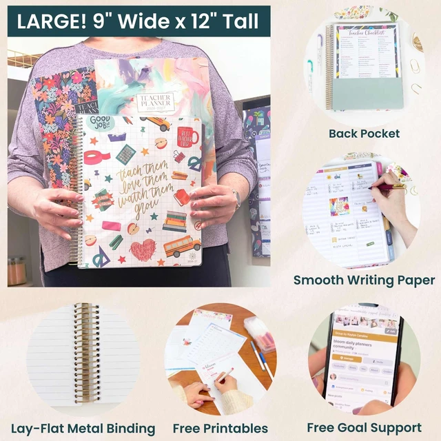 Alt view image 5 of 7 - 2026-2027 Academic Year Teacher Planner & Calendar - 7 Period Lesson Plan Organizer Book for Classroom or Homeschool - 9" x 11" (Interchangeable Cover) - Bold & Bright
