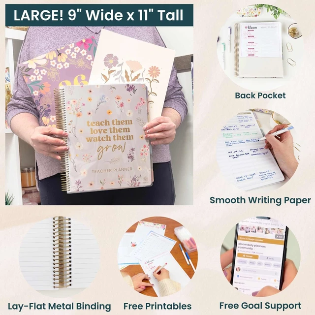 Alt view image 5 of 7 - 2026-2027 Academic Year Teacher Planner & Calendar - 7 Period Lesson Plan Organizer Book for Classroom or Homeschool - 9" x 11" (Interchangeable Cover) - Cool Tones