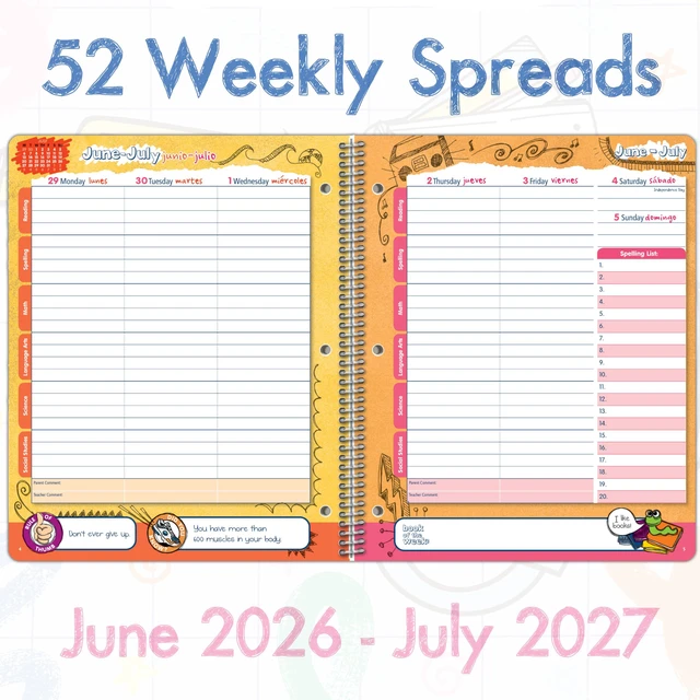Alt view image 2 of 7 - Planner for Elementary Students 2026-27, Create, 8.5 x 11 Pink Elementary Planner, Monthly & Weekly Planning, Large, Spiral Bound, Dated Now - June 2027