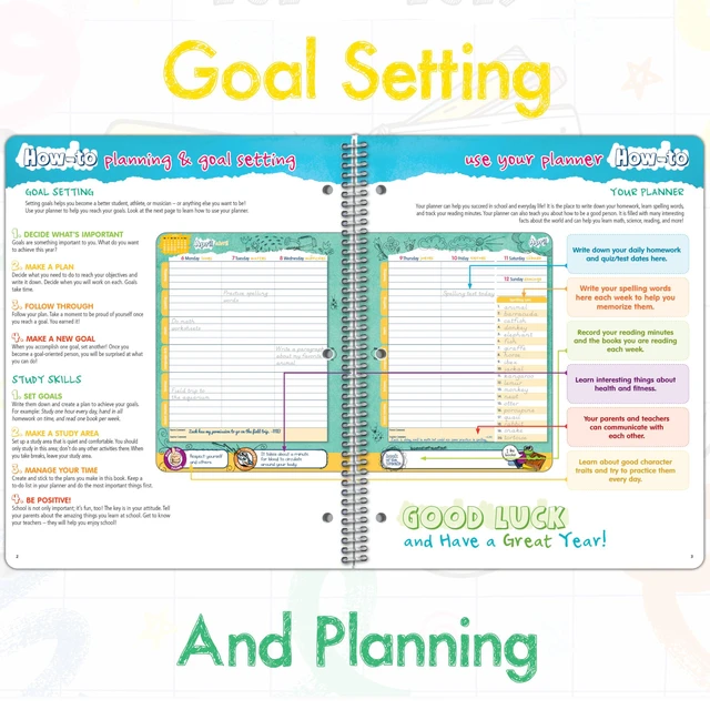 Alt view image 3 of 7 - Planner for Elementary Students 2026-27, Create, 8.5 x 11 Pink Elementary Planner, Monthly & Weekly Planning, Large, Spiral Bound, Dated Now - June 2027