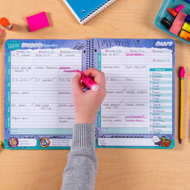 Alt view image 6 of 7 - Planner for Elementary Students 2026-27, Create, 8.5 x 11 Pink Elementary Planner, Monthly & Weekly Planning, Large, Spiral Bound, Dated Now - June 2027