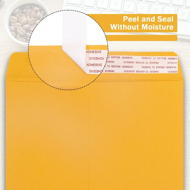 Alt view image 2 of 7 - 250 Pack 10x13 Manilla Envelopes Self Seal, Yellow Brown, 100 GSM Paper, Peel & Seal Closure, For Mailing, Organizing and Storage