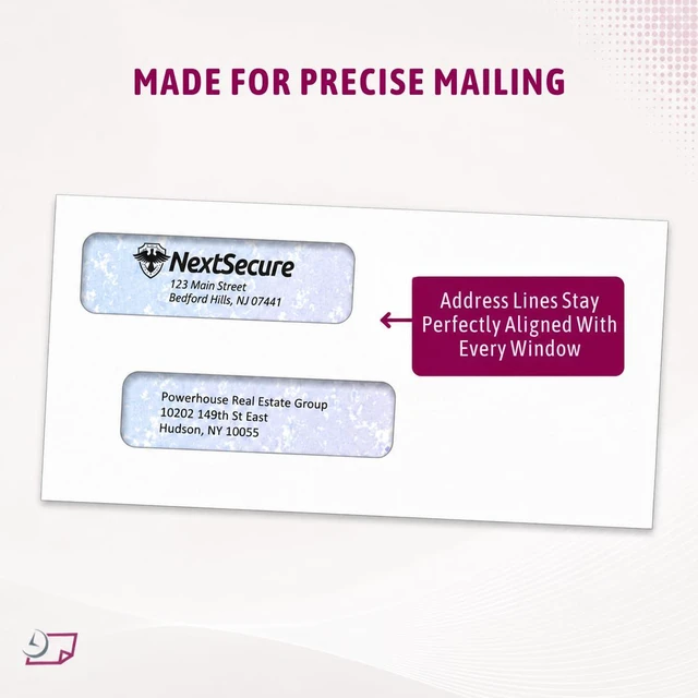 Alt view image 2 of 7 - #8 Double Window Check Envelopes, Made in USA, 500 Pack Ready-Sealing Security Tinted Envelopes for QuickBooks, Sage 100, Blackbaud Checks, Quicken and other software