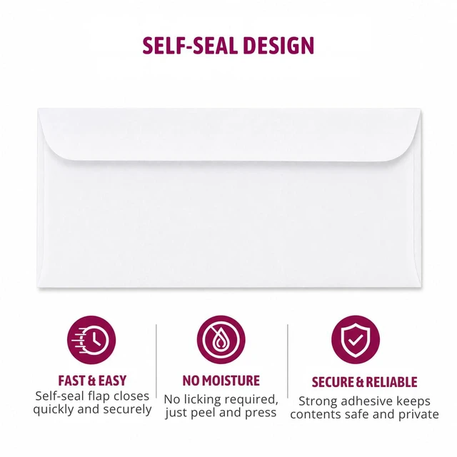 Alt view image 4 of 7 - #8 Double Window Check Envelopes, Made in USA, 500 Pack Ready-Sealing Security Tinted Envelopes for QuickBooks, Sage 100, Blackbaud Checks, Quicken and other software