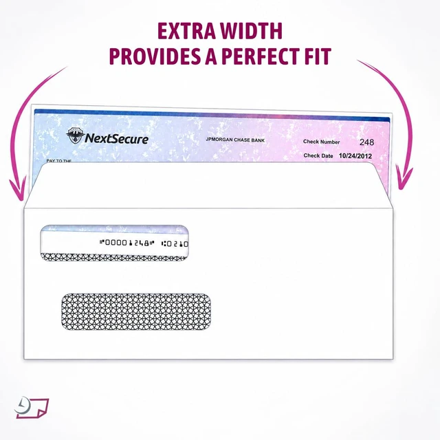 Alt view image 6 of 7 - #8 Double Window Check Envelopes, Made in USA, 500 Pack Ready-Sealing Security Tinted Envelopes for QuickBooks, Sage 100, Blackbaud Checks, Quicken and other software