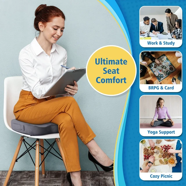 Alt view image 5 of 7 - Gel Memory Foam Seat Cushion for Long Sitting, X-Large, Grey Gel Chair Pad for Tailbone, Coccyx, Sciatica, Soft Suede Cover, Non-Slip, Washable Mesh, for office, home, car