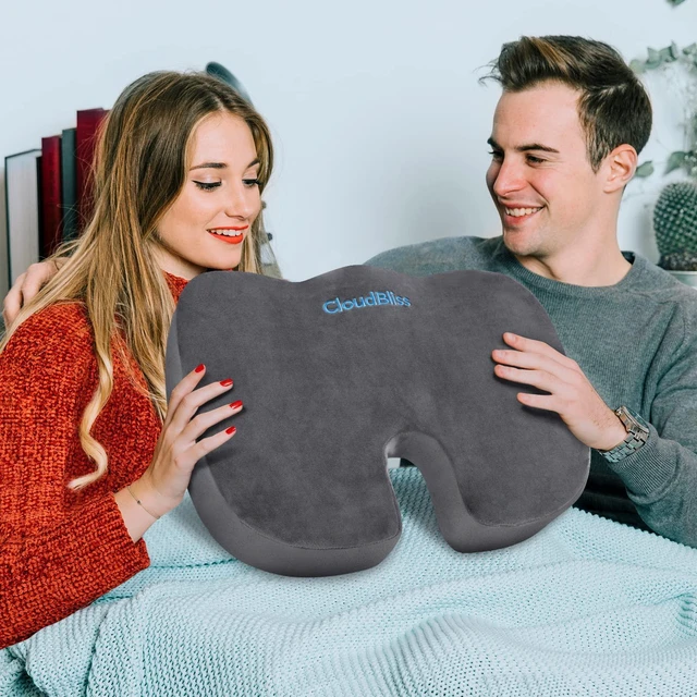 Alt view image 6 of 7 - Gel Memory Foam Seat Cushion for Long Sitting, X-Large, Grey Gel Chair Pad for Tailbone, Coccyx, Sciatica, Soft Suede Cover, Non-Slip, Washable Mesh, for office, home, car