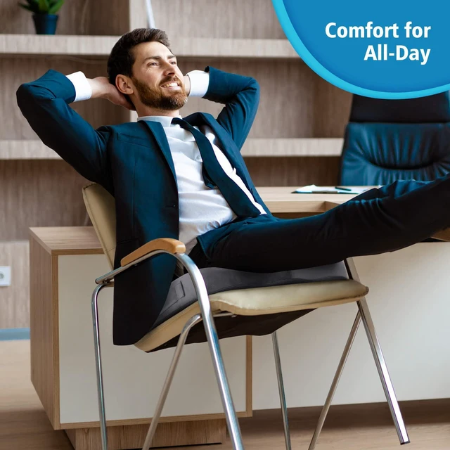 Alt view image 7 of 7 - Gel Memory Foam Seat Cushion for Long Sitting, X-Large, Grey Gel Chair Pad for Tailbone, Coccyx, Sciatica, Soft Suede Cover, Non-Slip, Washable Mesh, for office, home, car