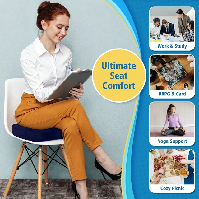 Alt view image 5 of 7 - Gel Memory Foam Seat Cushion for Long Sitting, X-Large, Blue Gel Chair Pad for Tailbone, Coccyx, Sciatica, Soft Suede Cover, Non-Slip, Washable Mesh, for office, home, car