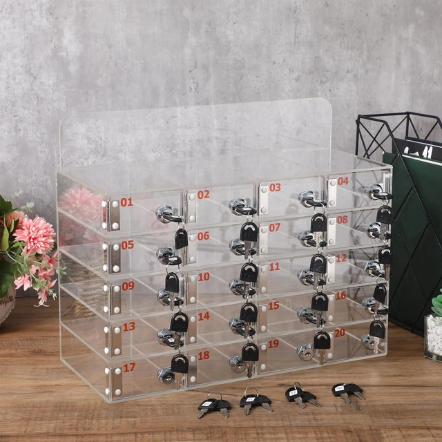 Alt view image 2 of 7 - 20 Slot Cell Phone Storage Box, Acrylic Clear Cell Phone Storage Cabinet Wall Mounted with Door, Locks and Keys for Office School Factory