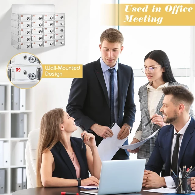 Alt view image 4 of 7 - 20 Slot Cell Phone Storage Box, Acrylic Clear Cell Phone Storage Cabinet Wall Mounted with Door, Locks and Keys for Office School Factory