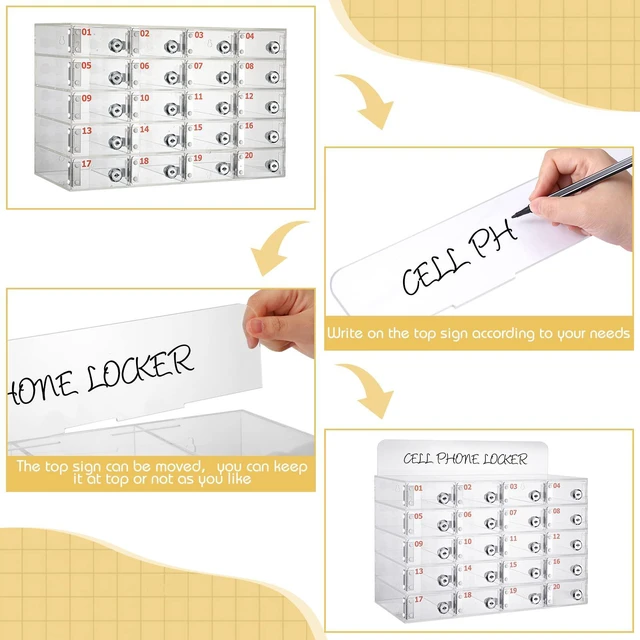 Alt view image 5 of 7 - 20 Slot Cell Phone Storage Box, Acrylic Clear Cell Phone Storage Cabinet Wall Mounted with Door, Locks and Keys for Office School Factory