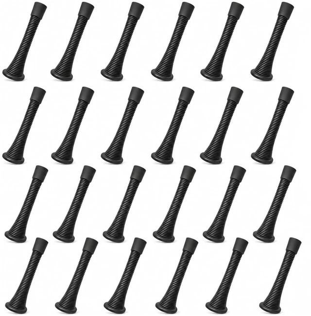 Main image of Spring Door Stopper Color Blk 24-Pack Wall Door Stopper Easy Installation Doorstop with Rubber Bumper Tip Heavy Duty Materials and No-Damage Design