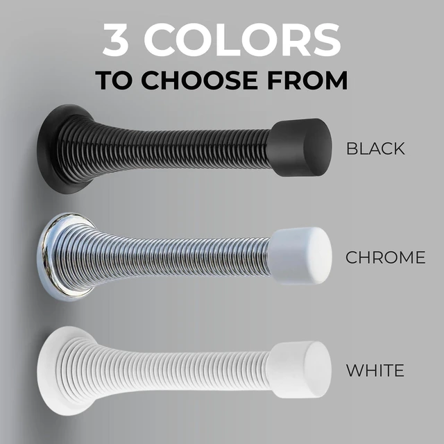 Alt view image 3 of 4 - Spring Door Stopper Color Blk 24-Pack Wall Door Stopper Easy Installation Doorstop with Rubber Bumper Tip Heavy Duty Materials and No-Damage Design
