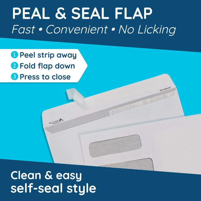 Alt view image 3 of 6 - 500#8 Double Window Security Envelopes, Self Seal 3 5/8 x 8 11/16 in, Security Tint, Self Seal, for QuickBooks Checks, Business Check Mailings