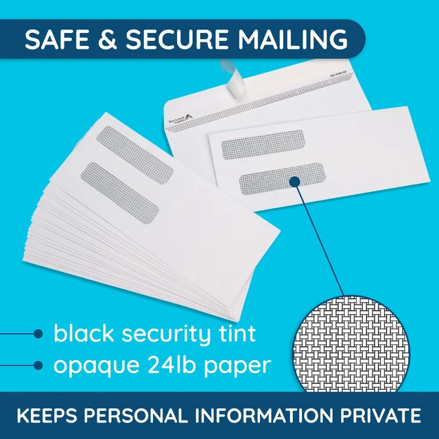 Alt view image 5 of 6 - 500#8 Double Window Security Envelopes, Self Seal 3 5/8 x 8 11/16 in, Security Tint, Self Seal, for QuickBooks Checks, Business Check Mailings