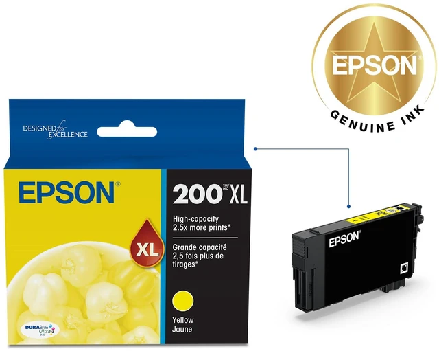 Alt view image 2 of 6 - 200 DURABrite Ultra Ink High Capacity Yellow Cartridge (T200XL420-S) Works with Workforce WF-2520, 2530, 2540, Expression XP-200, 300, 310, 400, 410