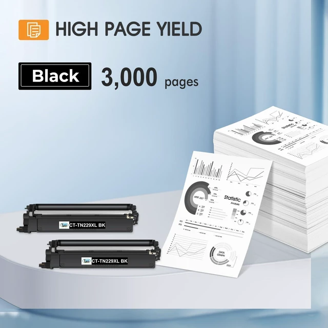 Alt view image 3 of 6 - TN229XL TN229 Black TN229XLBK TN229BK Toner Cartridges MFC-L3780CDW 2 Pack Compatible for Brother TN 229XLBK 229BK HL-L3220CDW HL-L3280CDW MFC-L3720CDW HL-L3300CDW HL-L3295CDW MFC-L3765CDW Printer