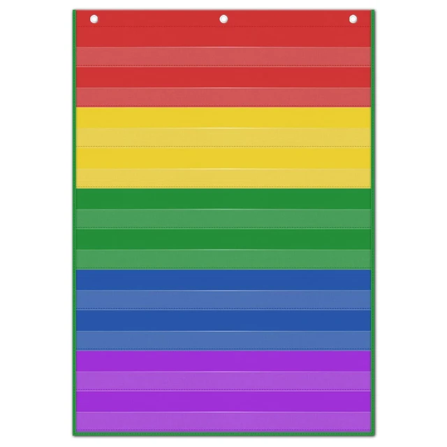 Alt view image 5 of 7 - Standard Size Pocket Charts, Classroom Clear Pocket Chart Hanging Scheduling 10 Pockets for Home School Class, Ideal for Sight Words, Sentence Strips, Reading (43" x 28") (Colorful)
