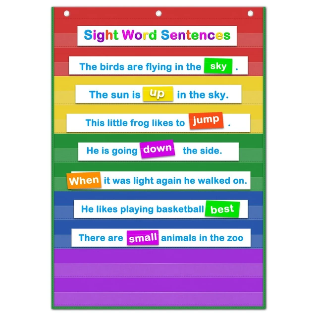 Alt view image 6 of 7 - Standard Size Pocket Charts, Classroom Clear Pocket Chart Hanging Scheduling 10 Pockets for Home School Class, Ideal for Sight Words, Sentence Strips, Reading (43" x 28") (Colorful)