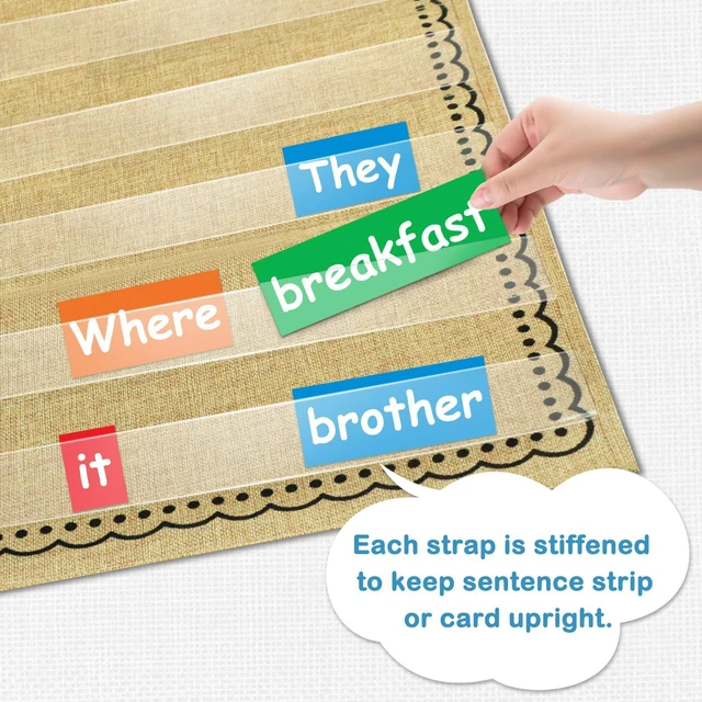 Alt view image 3 of 7 - Standard Pocket Charts, Clear 10 Pocket Chart for Teacher Lessons in a Classroom or Home Use Fits Standard 3 Sentence Strips and Word Cards, Brown