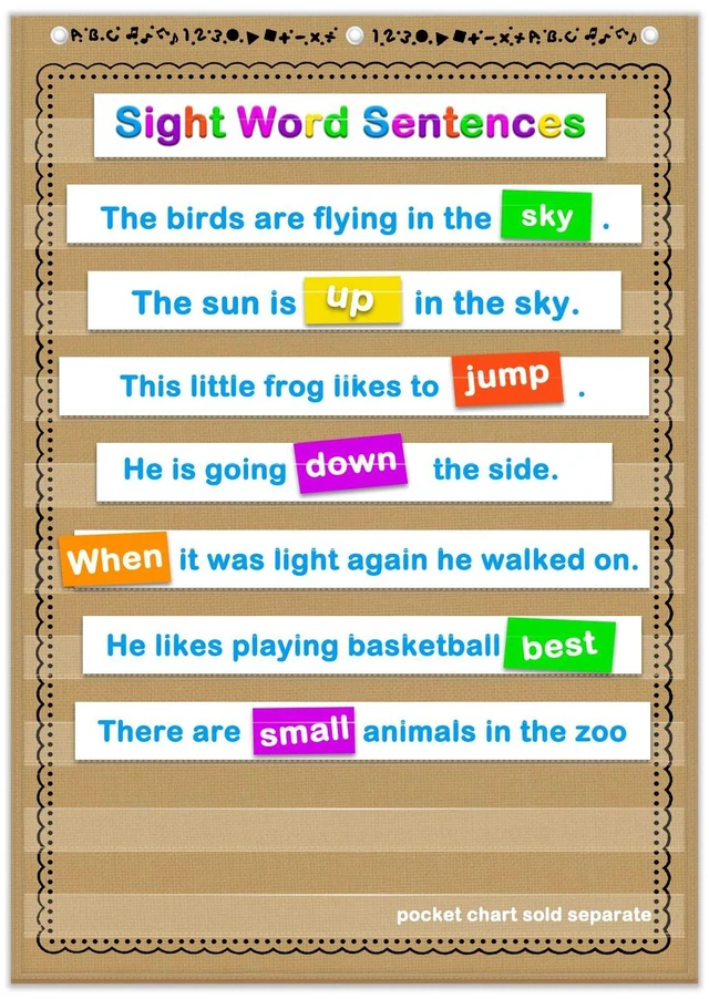 Alt view image 6 of 7 - Standard Pocket Charts, Clear 10 Pocket Chart for Teacher Lessons in a Classroom or Home Use Fits Standard 3 Sentence Strips and Word Cards, Brown