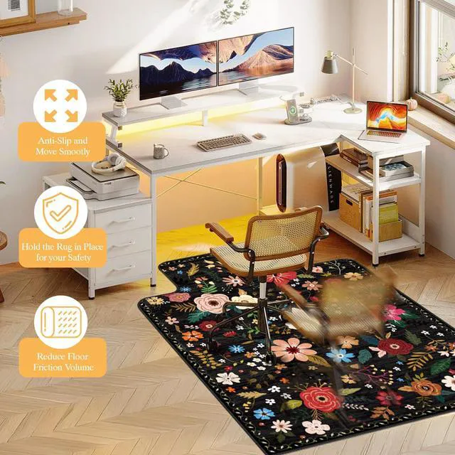 Alt view image 4 of 7 - Office Chair Mat for Hardwood Floor & Tile Floor,48"X 60"-Convex Colorful Heavy Duty Desk Chair Mat for Hard Floors, Under Desk Rug for Rolling Computer Chair,Anti Slip,Low Pile Carpet Protector