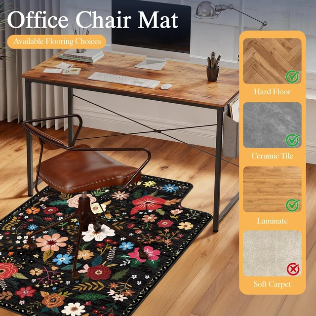 Alt view image 3 of 7 - Office Chair Mat for Hardwood Floor & Tile Floor,48"X 60"-Convex Colorful Heavy Duty Desk Chair Mat for Hard Floors, Under Desk Rug for Rolling Computer Chair,Anti Slip,Low Pile Carpet Protector