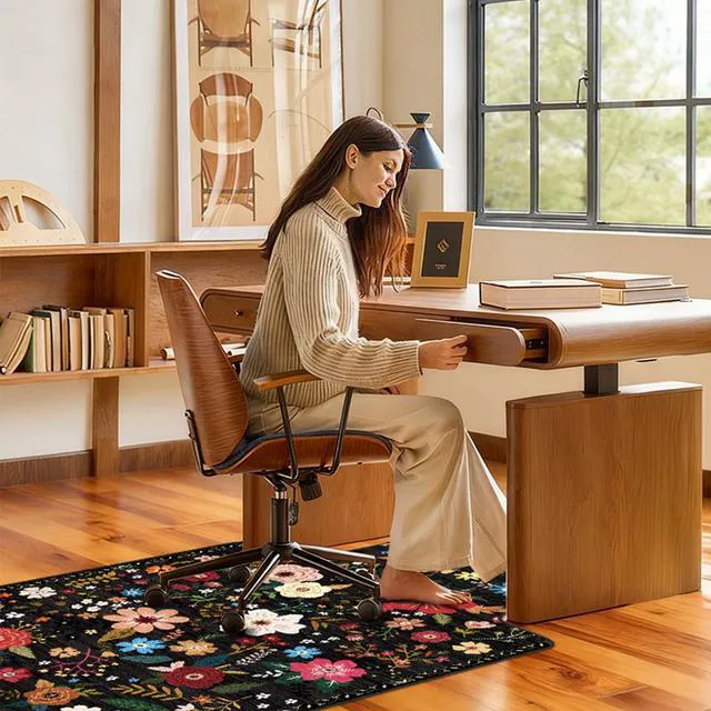Alt view image 5 of 7 - Office Chair Mat for Hardwood Floor & Tile Floor,48"X 60"-Convex Colorful Heavy Duty Desk Chair Mat for Hard Floors, Under Desk Rug for Rolling Computer Chair,Anti Slip,Low Pile Carpet Protector
