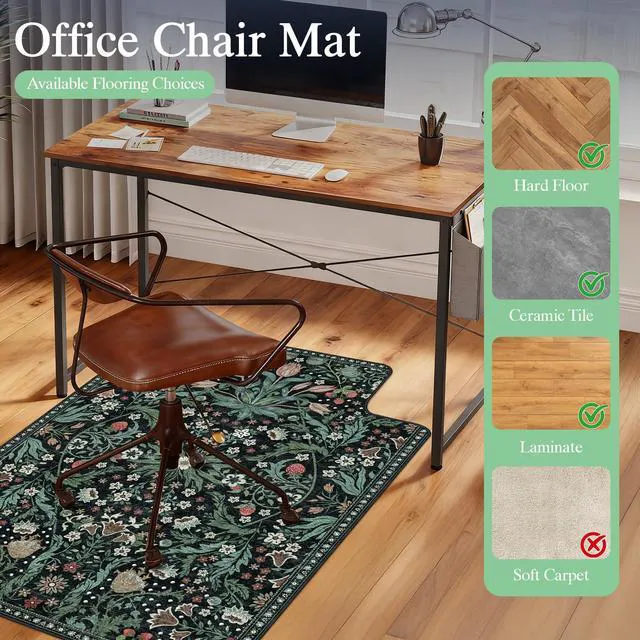 Alt view image 3 of 7 - Office Chair Mat for Hardwood Floor & Tile Floor,48"X 60"-Convex Green Heavy Duty Desk Chair Mat for Hard Floors, Under Desk Rug for Rolling Computer Chair,Anti Slip,Low Pile Carpet Protector