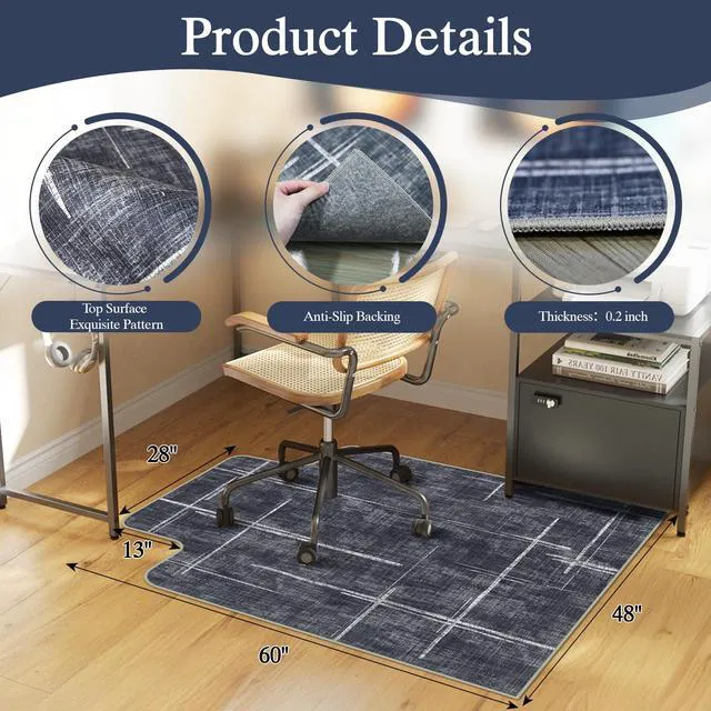 Alt view image 2 of 7 - Office Chair Mat for Hardwood Floor & Tile Floor,48"X 60"-Convex Heavy Duty Desk Chair Mat for Hard Floors, Under Desk Rug for Rolling Computer Chair,Anti Slip,Low Pile Carpet Protector