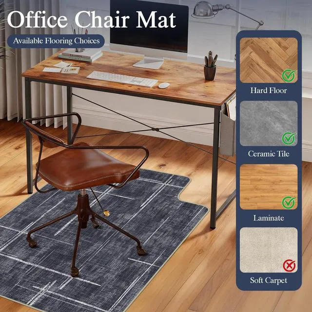 Alt view image 3 of 7 - Office Chair Mat for Hardwood Floor & Tile Floor,48"X 60"-Convex Heavy Duty Desk Chair Mat for Hard Floors, Under Desk Rug for Rolling Computer Chair,Anti Slip,Low Pile Carpet Protector