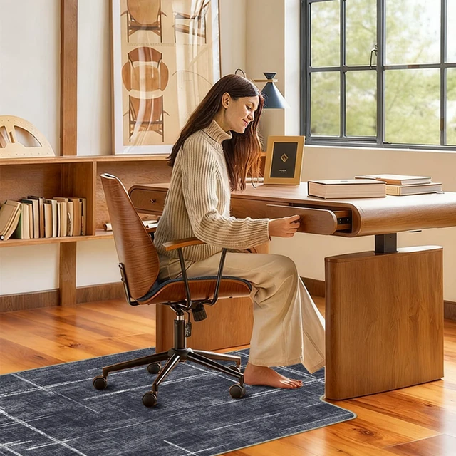 Alt view image 5 of 7 - Office Chair Mat for Hardwood Floor & Tile Floor,48"X 60"-Convex Heavy Duty Desk Chair Mat for Hard Floors, Under Desk Rug for Rolling Computer Chair,Anti Slip,Low Pile Carpet Protector
