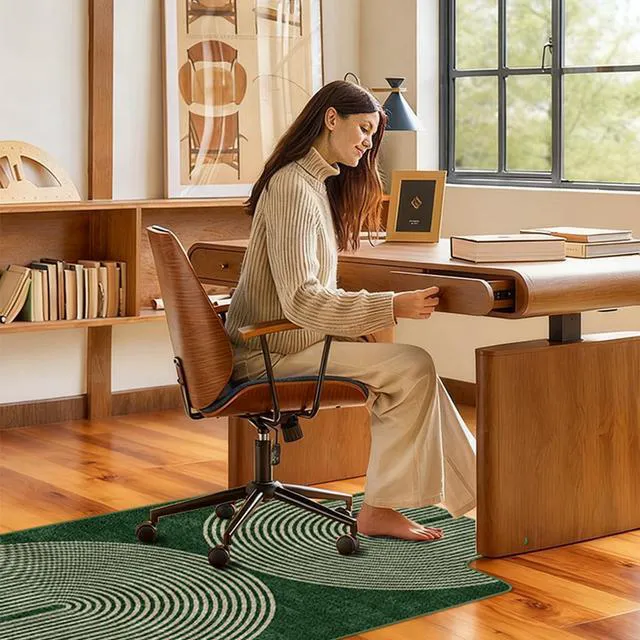 Alt view image 5 of 7 - Office Chair Mat for Hardwood Floor & Tile Floor,48"X 60"-Convex Geo Green Heavy Duty Desk Chair Mat for Hard Floors, Under Desk Rug for Rolling Computer Chair,Anti Slip,Low Pile Carpet Protector