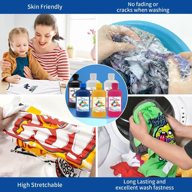 Alt view image 4 of 5 - DTF Ink 5Color Kit 250ml x 6 Heat Transfer Ink Refill ET-8550 I3200 Ink Kit for ET-8550,ET-2850 L1800,R1390,I3200,XP600,XP-15000,DX5,DX7,TX800,L800,1430,P400 for All DTF Printers&Film(2Wh,CMYK)