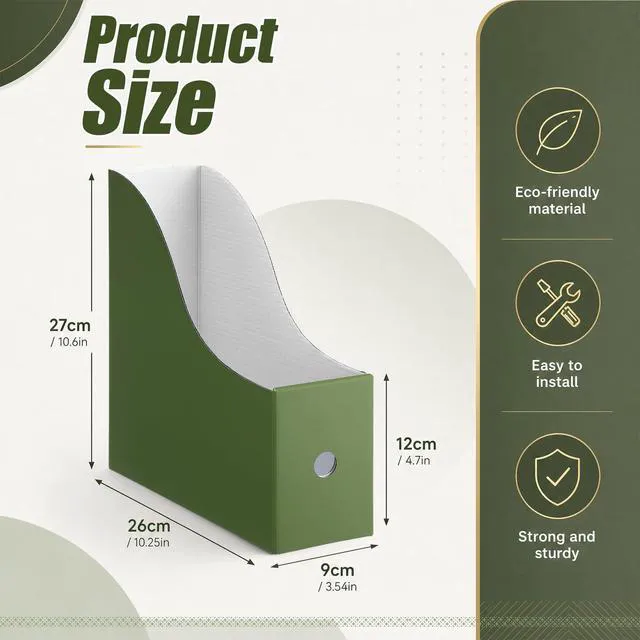 Alt view image 2 of 7 - 24 Pcs Magazine Files Cardboard Holders,Classic,Dark Green File Organizer Foldable Paper Storage for Desk, Vertical Holder with Label, Kraft Office Classroom Bins, Document Organizing