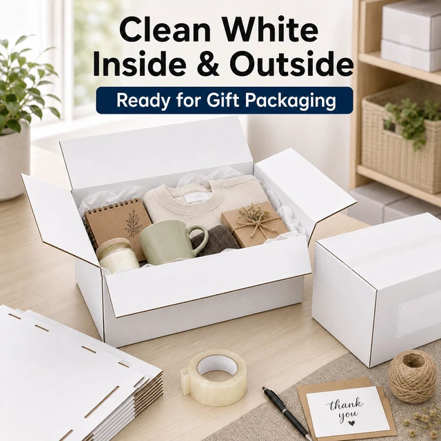 Alt view image 5 of 6 - 9x7x5 White Shipping Boxes for Small Business, Packing, Set of 35 Sturdy ECT 32 Corrugated Cardboard Mailer boxes, Easy Assembly, Recyclable for Mailing, Ecommerce Packing & Gift Packaging