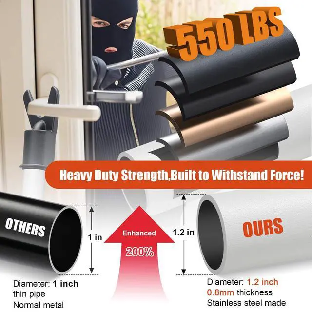Alt view image 2 of 7 - Door Security Bar for Home & Travel - 21-52" Adjustable Heavy Duty Anti-Burglar Door Stopper Stick,Anti-Slip Base for Front, Patio, Sliding Window,Hotel,Apartment - Women,Travelers Essentials