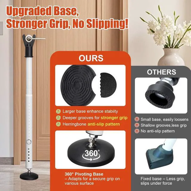 Alt view image 3 of 7 - Door Security Bar for Home & Travel - 21-52" Adjustable Heavy Duty Anti-Burglar Door Stopper Stick,Anti-Slip Base for Front, Patio, Sliding Window,Hotel,Apartment - Women,Travelers Essentials