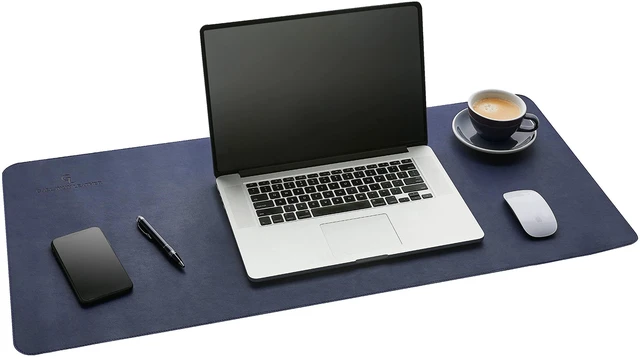 Main image of Desk Mat,Desk Writing Pad - Office Desk Pad, Large 36" x 17" Navy Blue, Desk Mats on Top of Desks, Gift Ready Elegant Computer Desk Mat Desk Cover Desk Pad Protector PU Leather