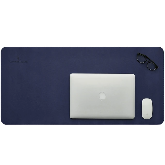 Alt view image 3 of 7 - Desk Mat,Desk Writing Pad - Office Desk Pad, Large 36" x 17" Navy Blue, Desk Mats on Top of Desks, Gift Ready Elegant Computer Desk Mat Desk Cover Desk Pad Protector PU Leather