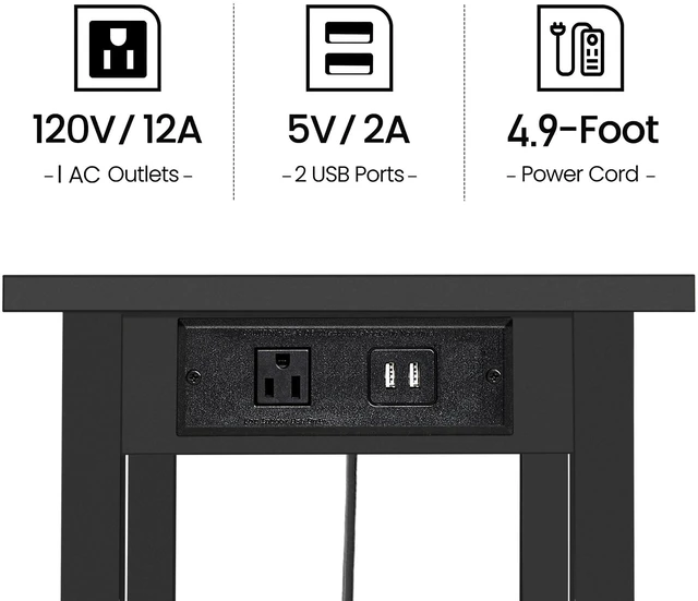 Alt view image 4 of 7 - Printer Stand, 2 Tier Rolling Printer Cart with Charging Station Small Under Desk Printer Table with Wheels for Small Space, Office, Home, Black PS01BK001P