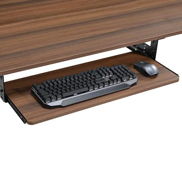 Main image of Adjustable Keyboard Tray Under Desk, 28x11 Inch Large Slide Out Keyboard & Mouse Platform Tray, Wooden Pull Out Computer Keyboard Drawer for Typing Home Office Desk, Walnut
