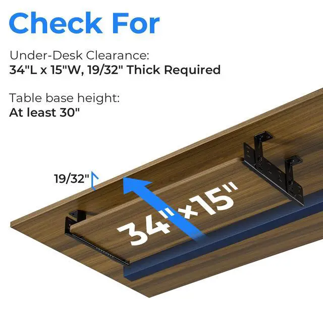 Alt view image 3 of 7 - Adjustable Keyboard Tray Under Desk, 28x11 Inch Large Slide Out Keyboard & Mouse Platform Tray, Wooden Pull Out Computer Keyboard Drawer for Typing Home Office Desk, Walnut