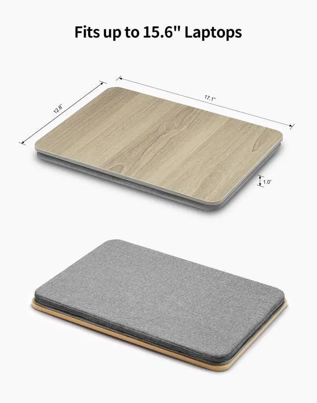 Alt view image 6 of 6 - Portable Lap Laptop Desk with Pillow Cushion, Fits up to 15.6 inch Laptop, Lap Stand for Bed & Couch & Carpet, Book Tablet/Drawing Board/Computer Laptop Stand - Black Wood